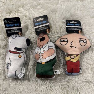 Perri's Plush Dog Toy Set Squeaker Family Guy Peter Stewie Brian New Small